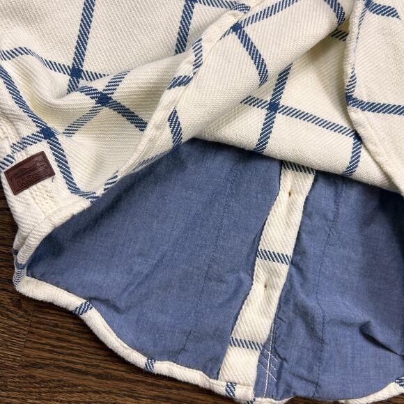 L.L.Bean Lined Shirt Jacket Womens Medium White Blue Check Button Front Pockets - Picture 10 of 10